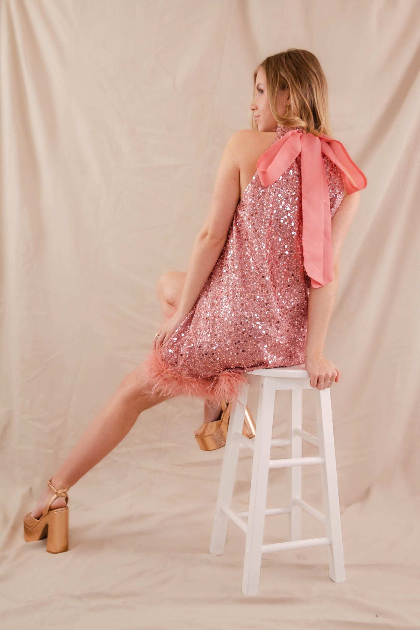 Hot Pink Feather Dress- Women's Pink Sequin Dress- Sequin Feather Dress Juliana's Boutique Hot Pink Feather Dress- Women's Pink Sequin Dress- Sequin Feather Dress Juliana's Boutique
