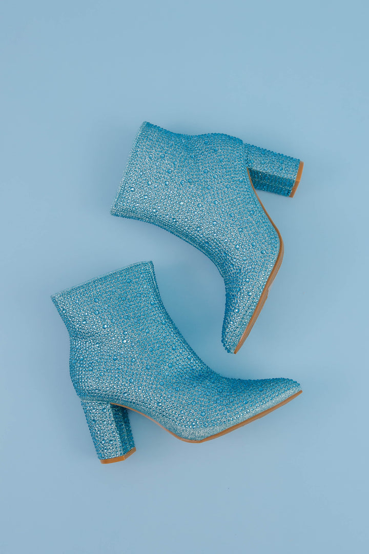Blue Rhinestone Boots- Blue Rhinestone Booties- Blue Concert Boots - Main Image