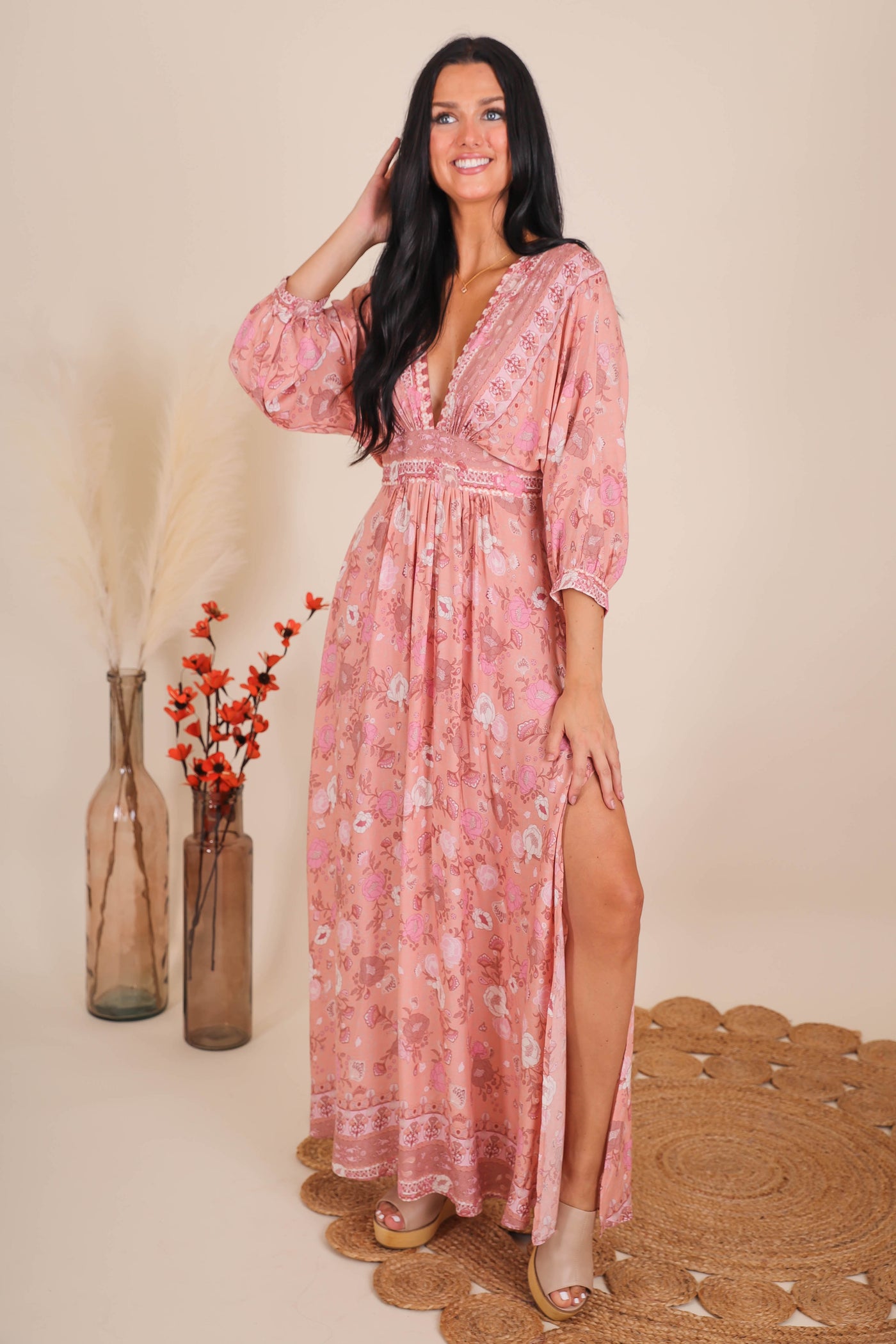 Pink Paisley Maxi Dress- Colorful Vacation Dresses- Aakaa Maxi Dress