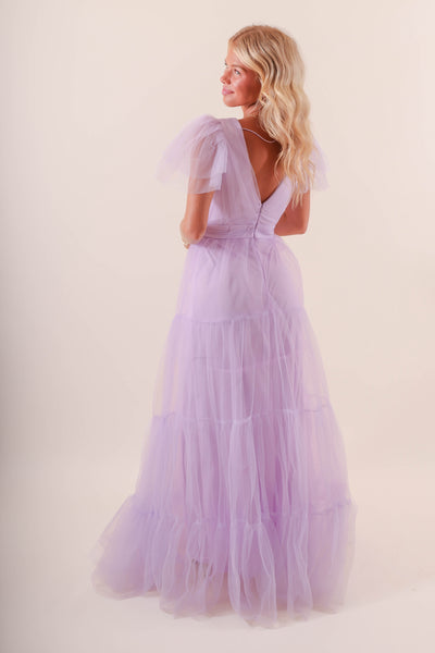 Women's Purple Tulle Gown- Women's Lilac Tulle Maxi Dress- Women's Special Occasion Tulle Dresses