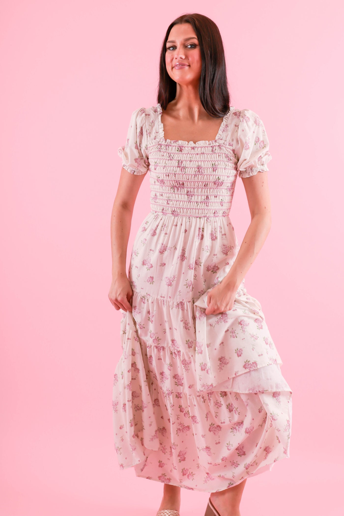 Beautiful Flower Maxi Dress- Vintage Inspired Dress- LoveShack Maxi Dress