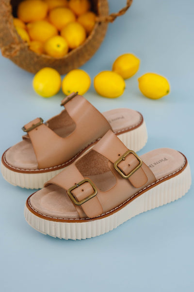 Platform Buckle Sandals- Women's Summer Shoes- Pierre Dumas Slides