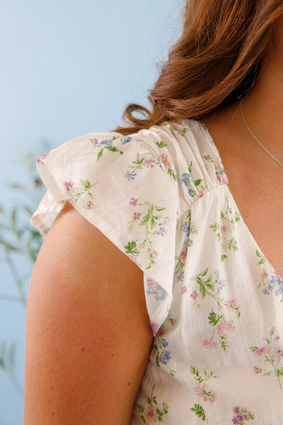 Short White Floral Dress- Flower Print Mini Dress