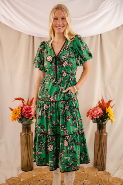 Green Floral Maxi Dress Women s Fall Floral Dresses Entro Green Maxi Dress Juliana s Boutique