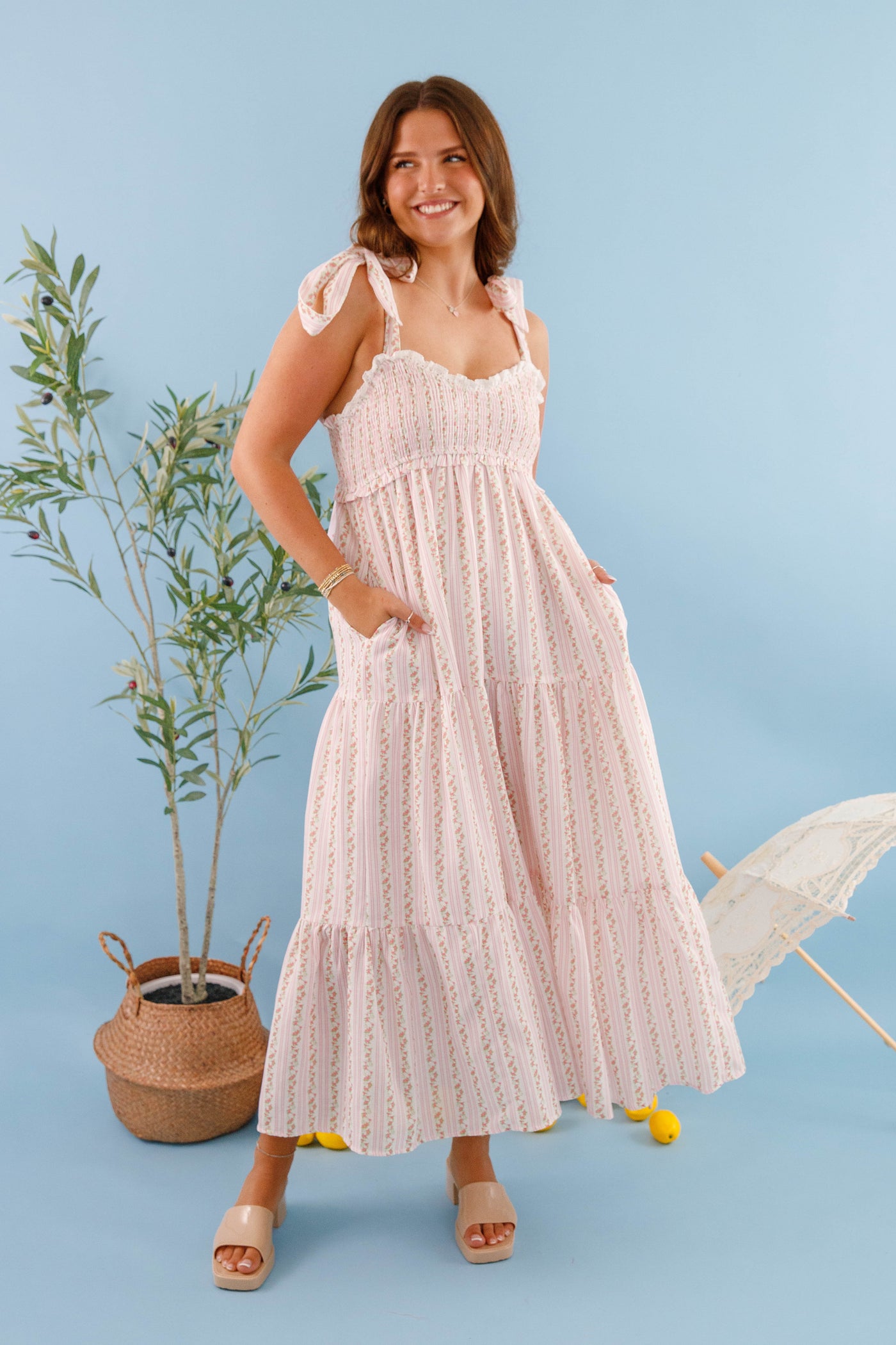 dainty floral maxi dress The Inspiration Cream Floral Maxi Dress, Large - The Mint Julep Boutique
