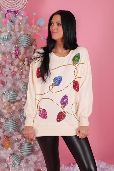 Women's Sequin Christmas Sweater- Women's Sequin Christmas Pullover- PeachLove Christmas Top