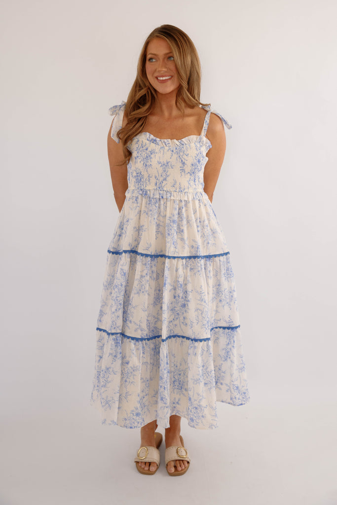 Light Blue Floral Tiered Midi Dress- &Merci Midi Dress – Juliana's Boutique