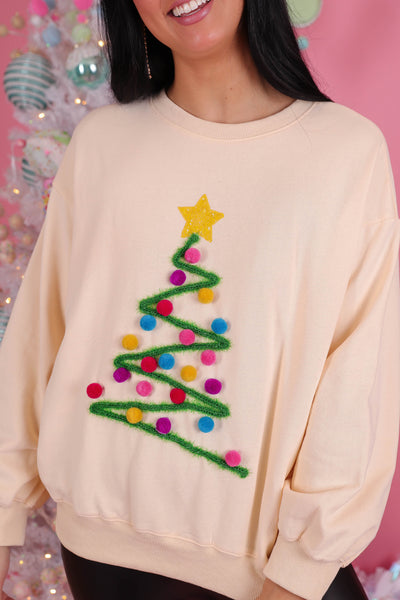 Women's Fun Christmas Sweater- Women's Ball Christmas Tree Pullover