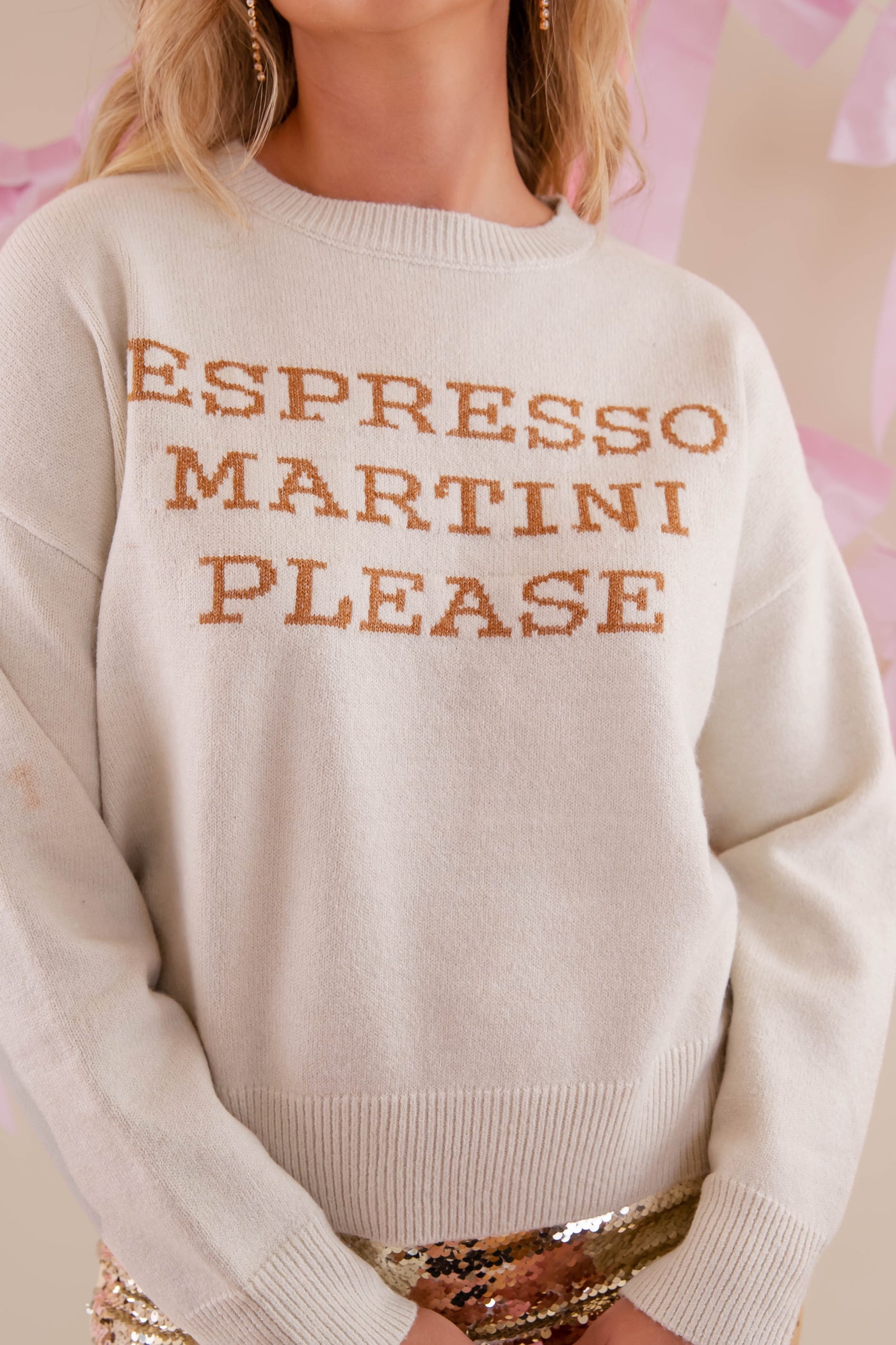 Espresso Martini Please Sweater- Knitted Espresso Martini Sweater- Lelis Martini Sweater