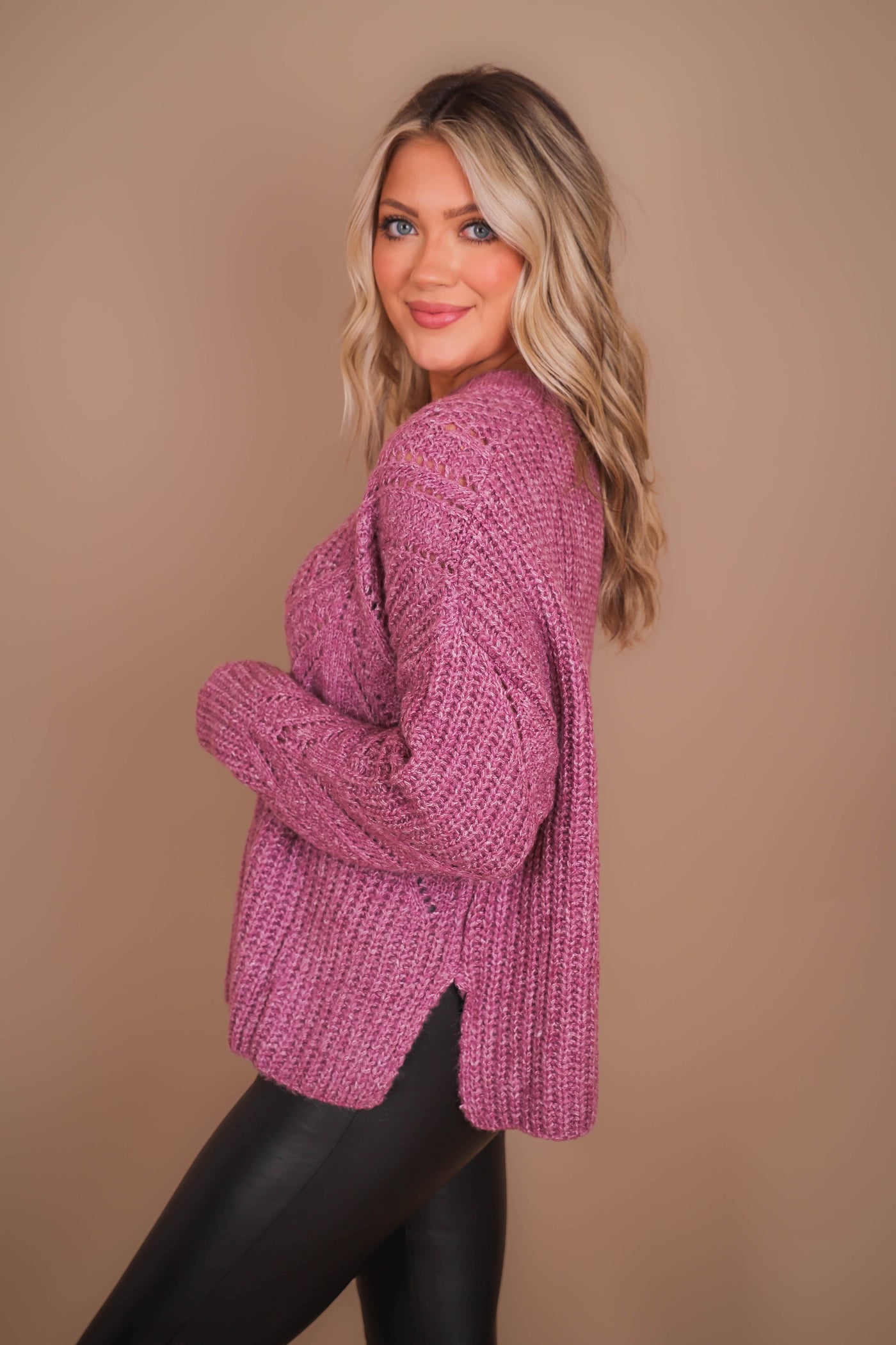 Women's Oversized Knit Sweater- Women's Soft Purple Sweater- Be Cool Sweaters