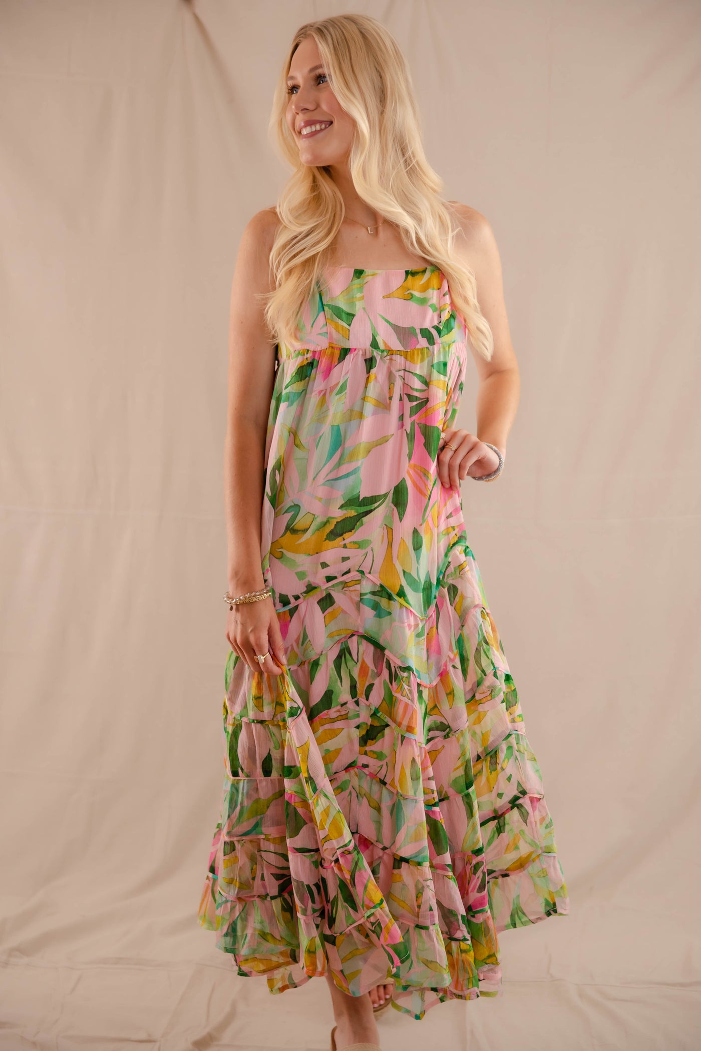 Women's Tropical Print Maxi Dress- Women's Vacation Dresses- Storia Maxi Dress