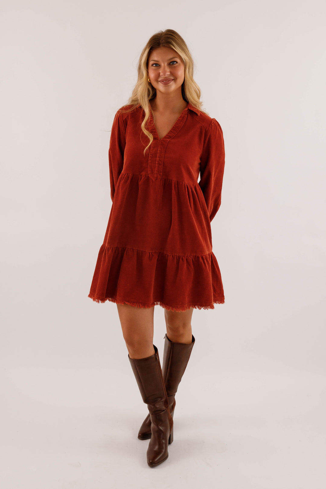 Mineral Wash Corduroy Dress Rust / Large