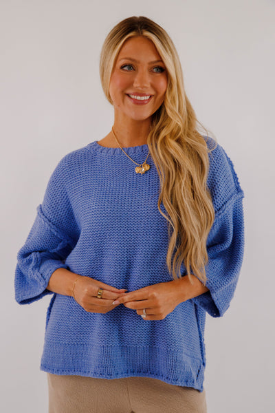 Switch In The Weather Sweater-Blue
