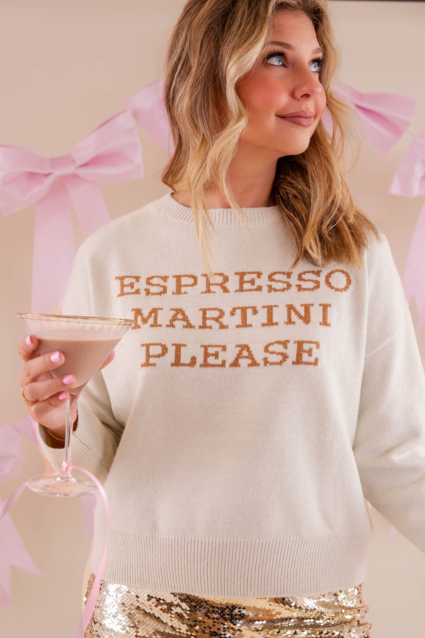 Espresso Martini Please Sweater- Knitted Espresso Martini Sweater- Lelis Martini Sweater
