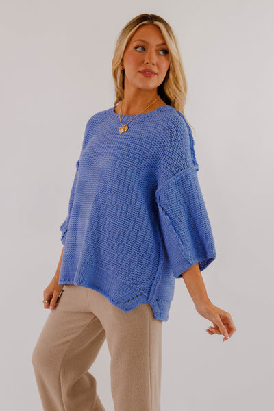 Switch In The Weather Sweater-Blue
