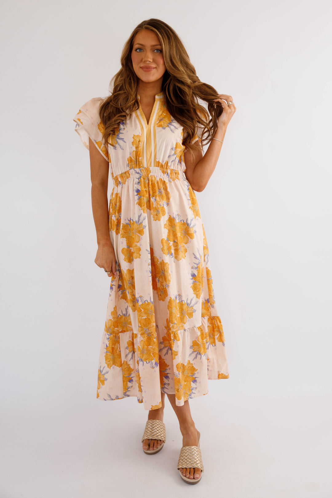 chinese dress ladies FREE PEOPLE Floral JULIANNA Maxi Dress – Silver Accents main image 1
