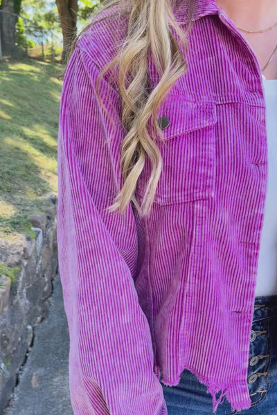 Ready When You Are Corduroy Jacket-Plum Berry