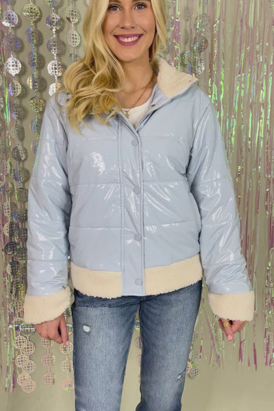 She's An Icon Puffer Jacket- Baby Blue