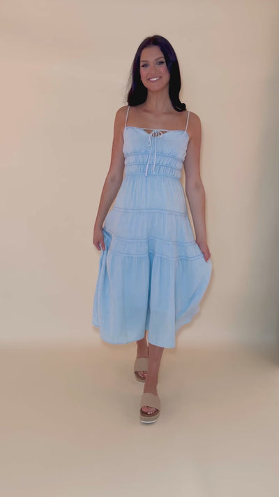 What A Rush Midi Dress-Light Blue