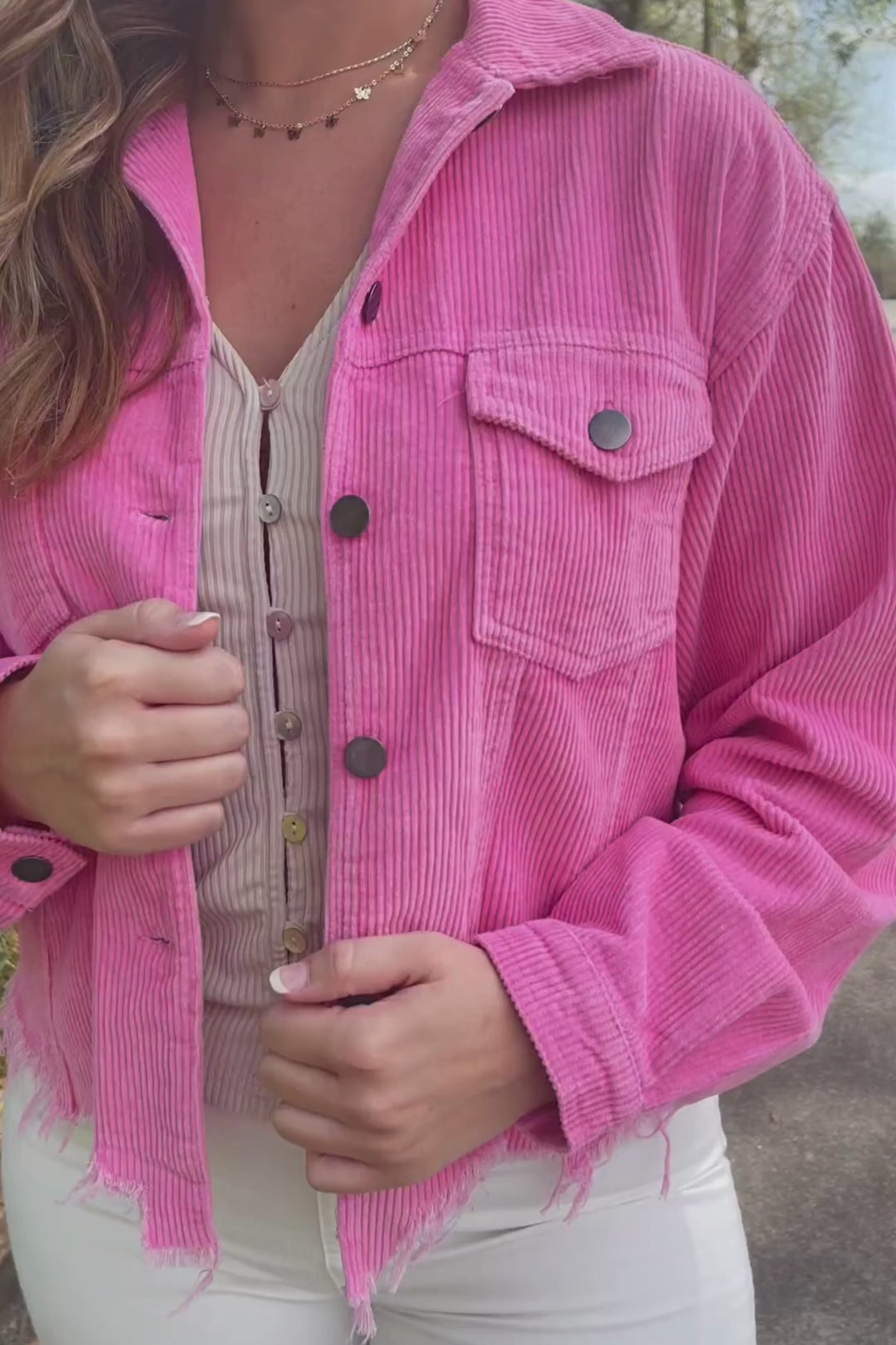 RESTOCK: Ready When You Are Corduroy Jacket-Hot Pink