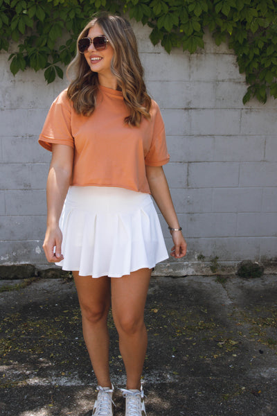 Chic White Tennis Skirt- Pleated White Tennis Skort- Trendy Tennis Skirt- $34