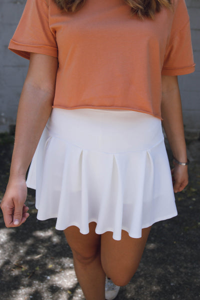 Chic White Tennis Skirt- Pleated White Tennis Skort- Trendy Tennis Skirt- $34