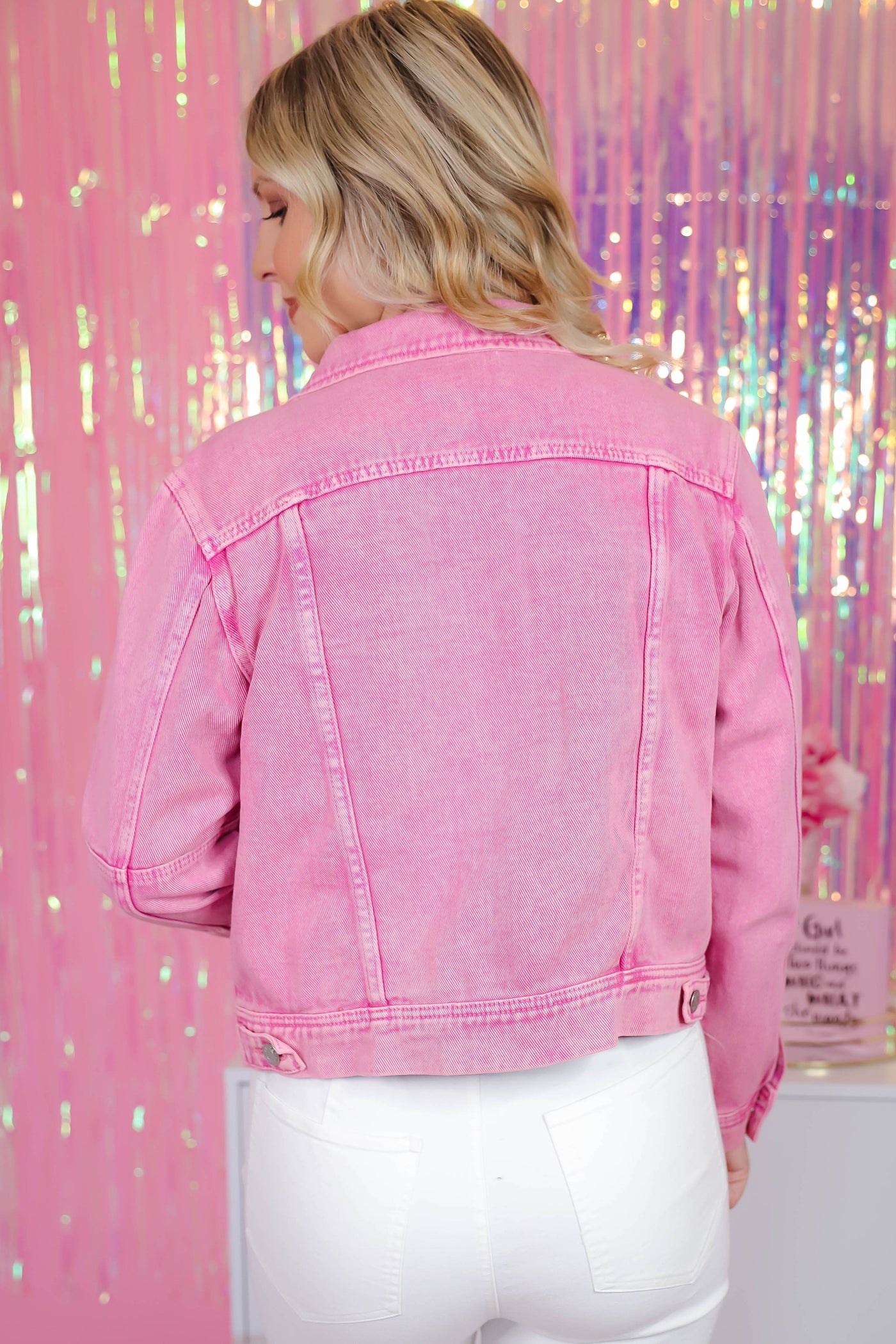 Women's Hot Pink Denim Jacket- Trendy Pink Jacket- Cute Pink Denim Jacket