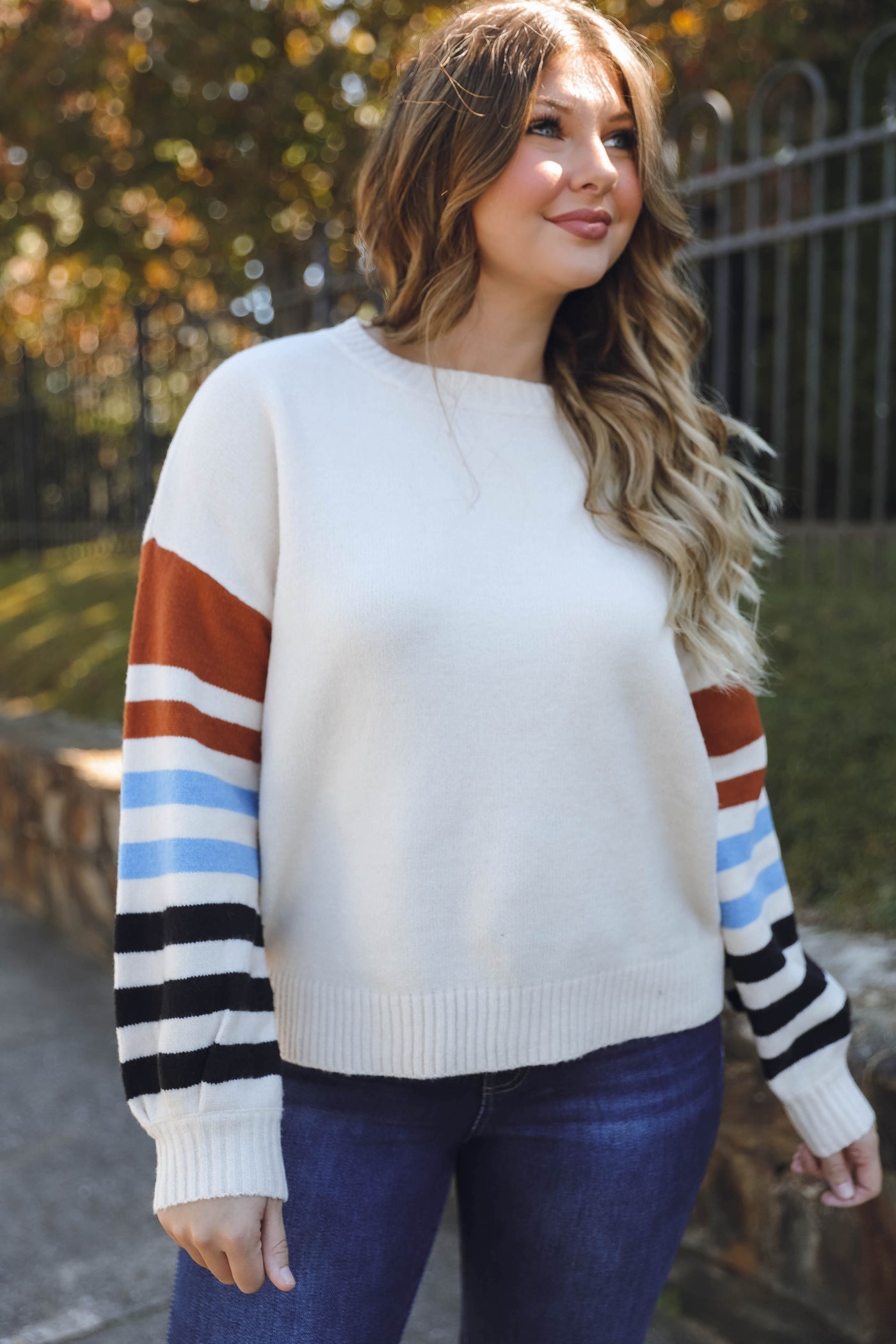 Women's Fall Sweaters- Soft Stripe Sweater- Cute Fall Sweaters