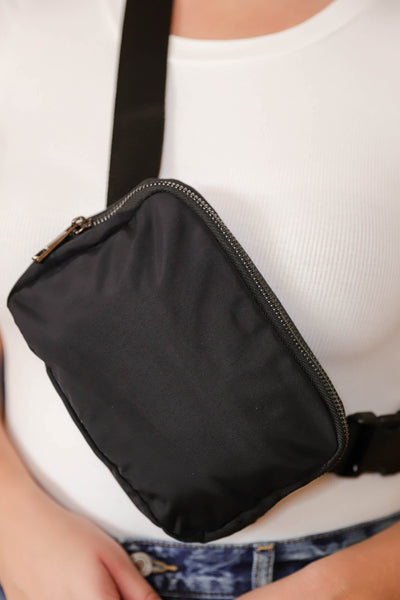 Black Belt Bag- Women's Black Nylon Fanny Pack- Belt Bag Dupe