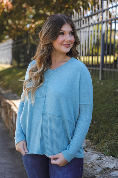 Soft Oversized Ribbed Top- Women's Cute Fall Tops- Cozy Fall Tops