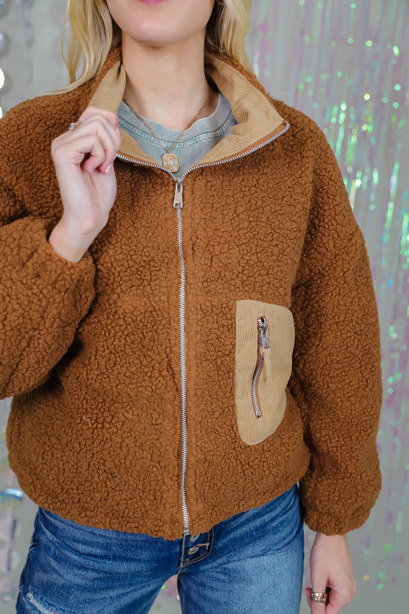 Brown Teddy Bear Jacket- Women's Sherpa Jacket- Brown Sherpa Jacket For Women