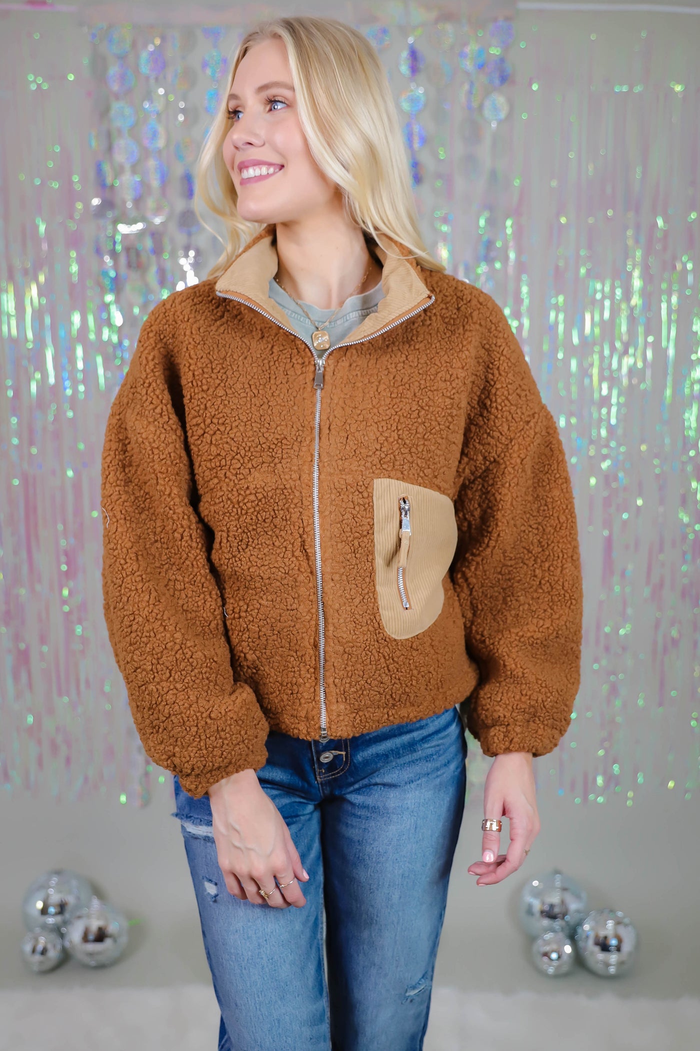 Brown Teddy Bear Jacket- Women's Sherpa Jacket- Brown Sherpa Jacket For Women