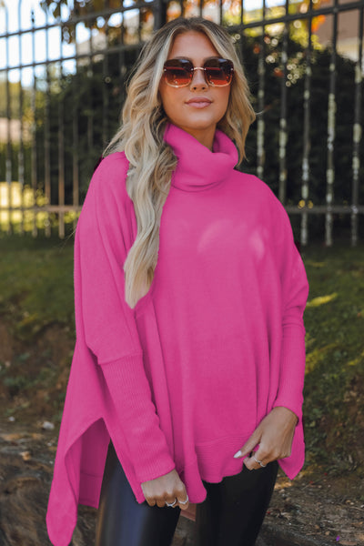 Comfy Hot Pink Cowl Neck Sweater- Cute Oversized Sweater- Cherish Cowl Neck Sweater