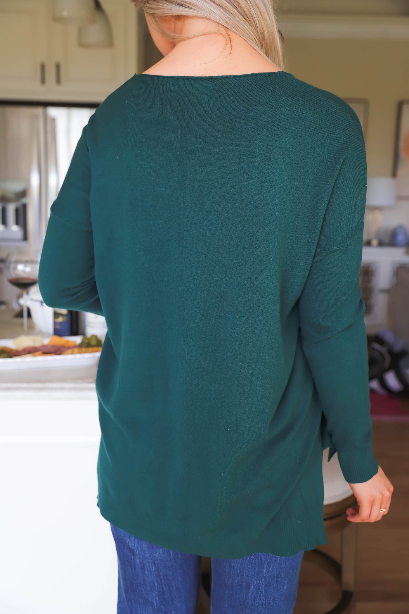 Soft Hunter Green Sweater- Women's V-Neck Sweater- Butter Sweaters