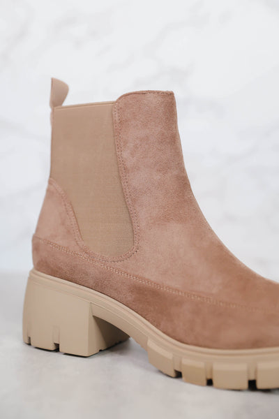 Chunky Ankle Boots- Faux Suede Trendy Boot- 90s Style Boots