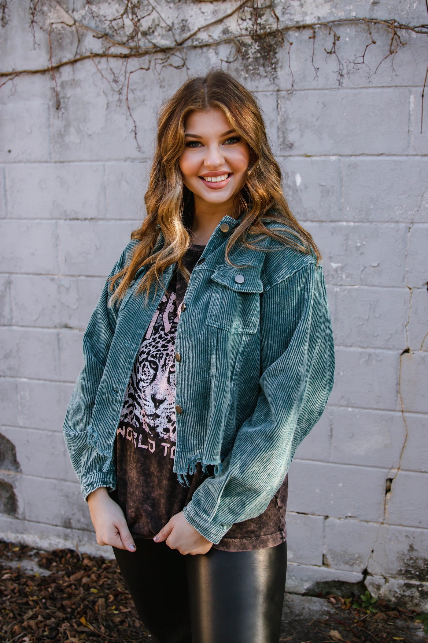 Teal Corduroy Jacket- Distressed Corduroy Vintage Style Jacket- $52