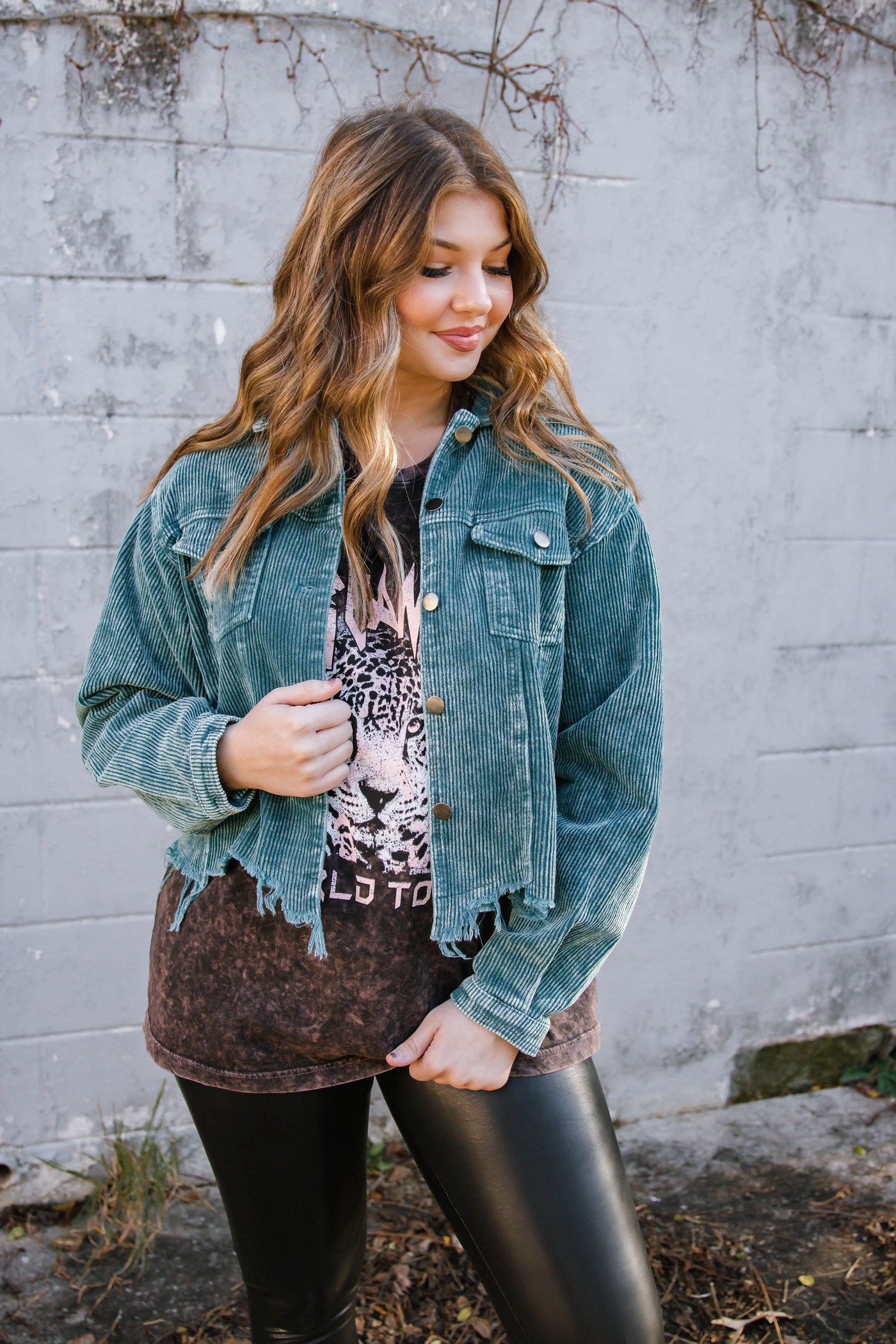Teal Corduroy Jacket- Distressed Corduroy Vintage Style Jacket- $52