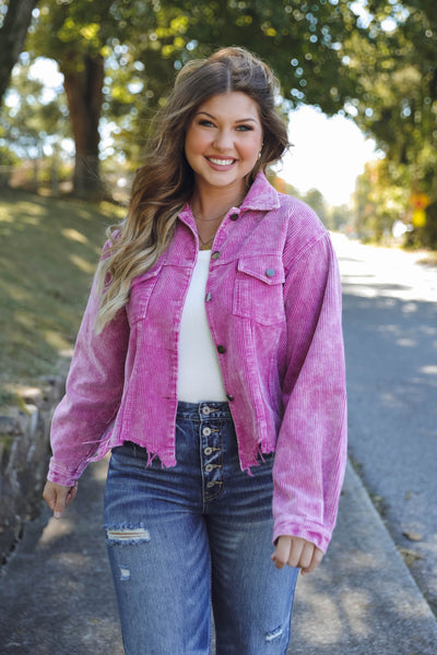 Women's Corduroy Jacket- Purple Corduroy Jacket- Oversized Boyfriend Fit Jacket- POL Jacket