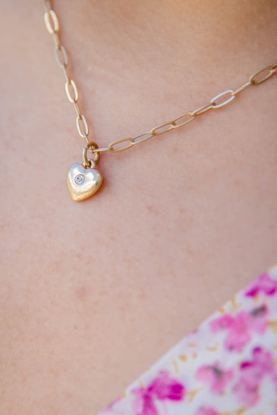 Gracie Delicate Puffed Heart Necklace