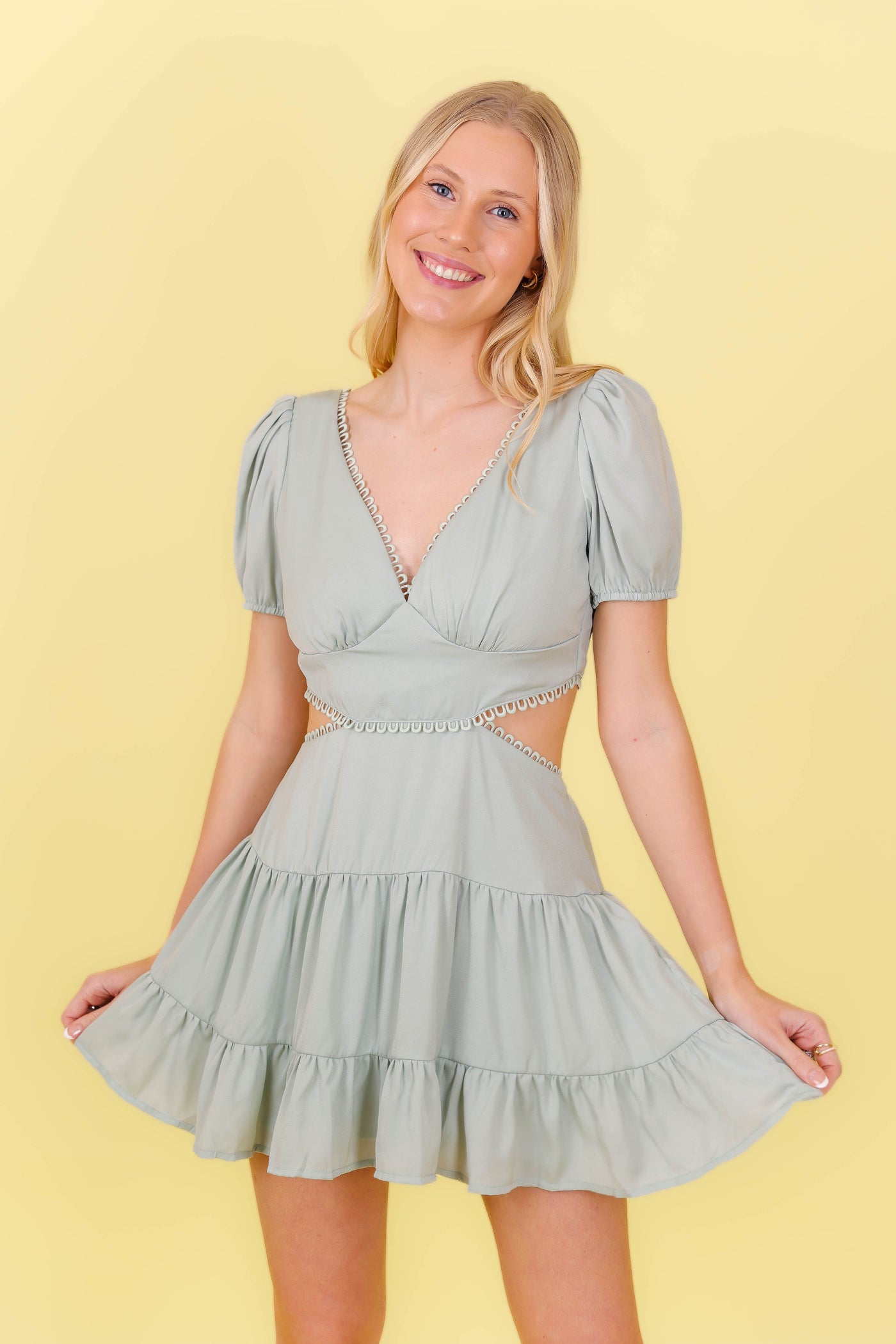 Sage Green Dress- Light Green Cutout Dress- Going Out Dresses