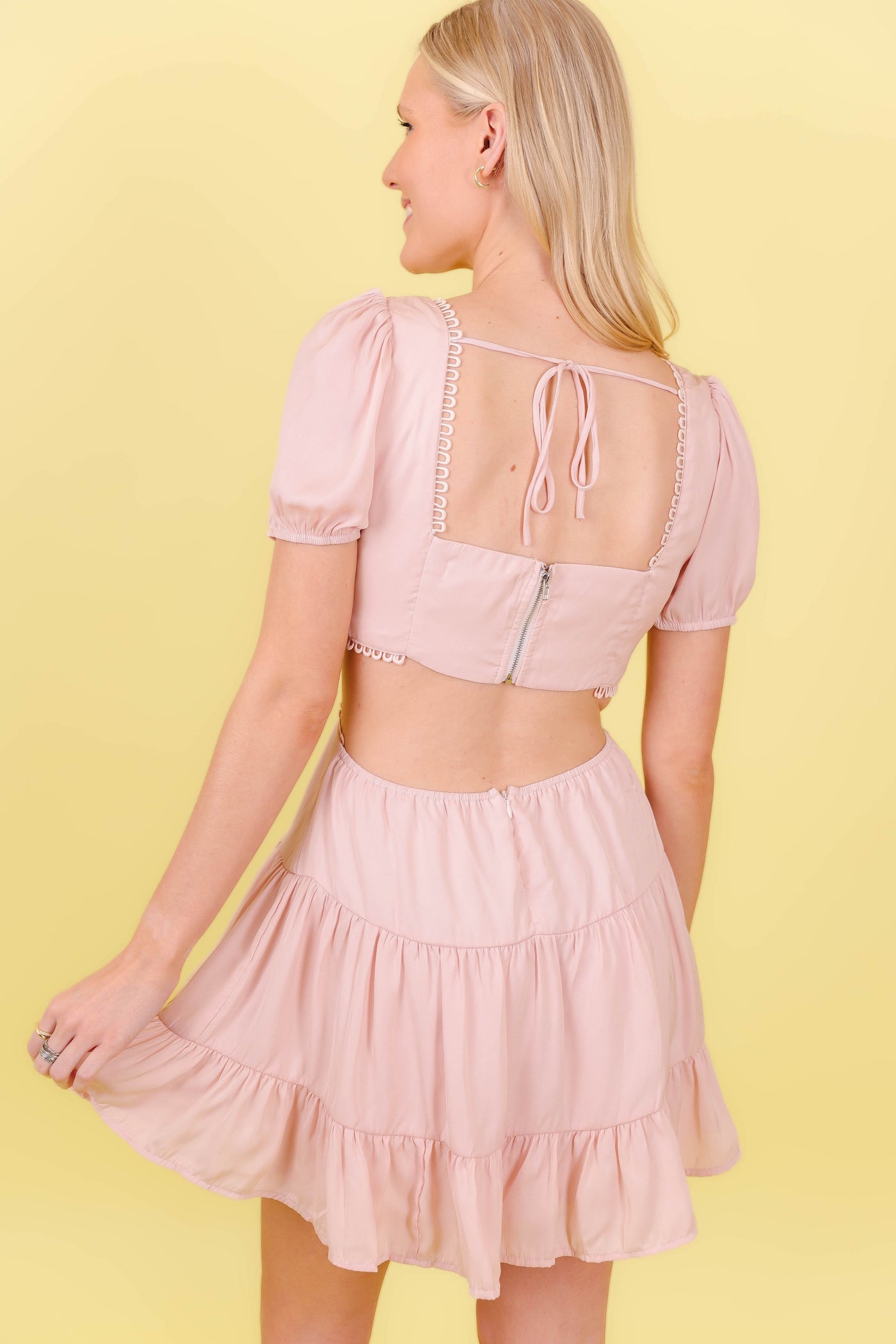Blush Pink Dress- Pink Cutout Dress- Going Out Dresses