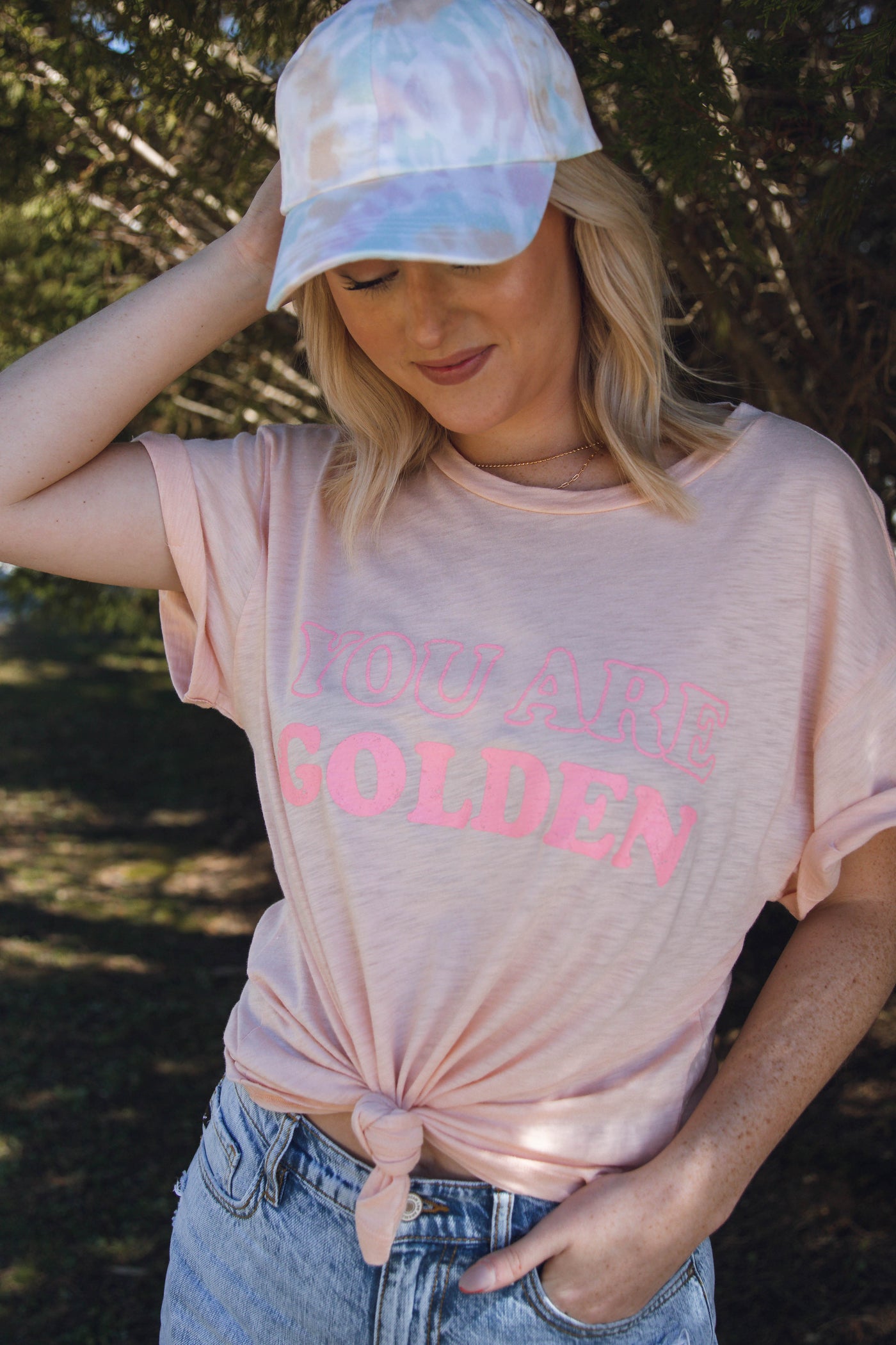 You Are Golden Graphic Tee- Rolled Cuff T-Shirt- $28