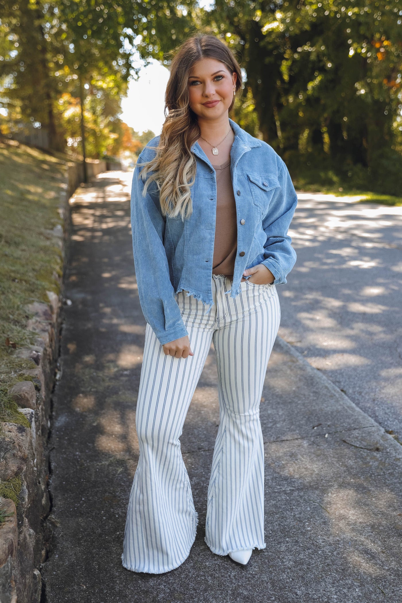 Women's Corduroy Jacket- Denim Blue Corduroy Jacket- Oversized Boyfriend Fit Jacket- POL Jacket