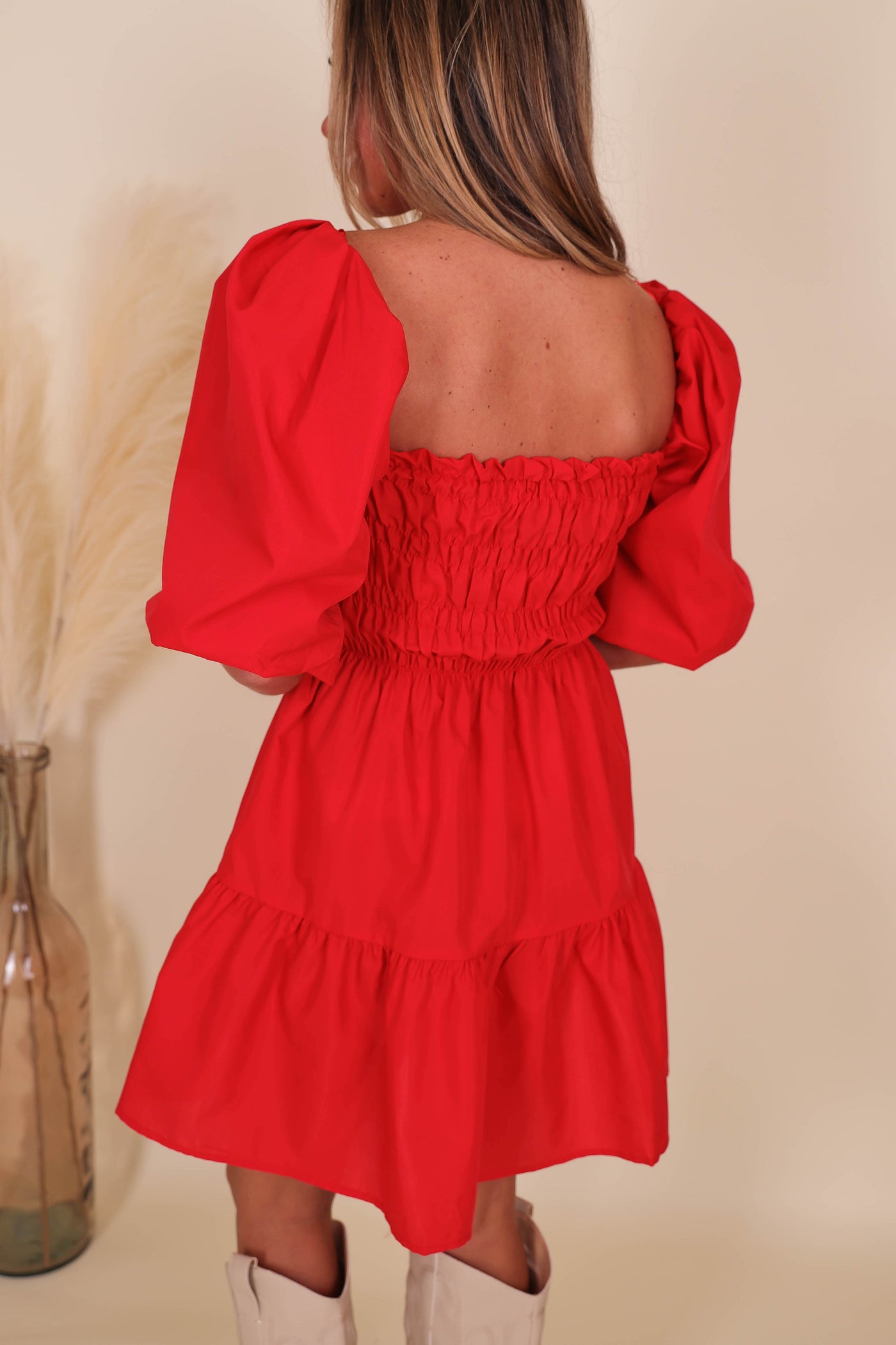 Darling Red Dress- Women's Puff Sleeve Red Dress- Girly Dresses