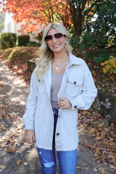 Fleece Ivory Shacket- Soft Oversized Shacket- Women's Winter Shacket