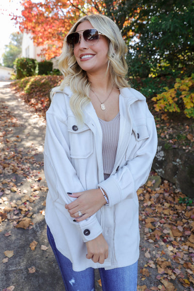 Fleece Ivory Shacket- Soft Oversized Shacket- Women's Winter Shacket