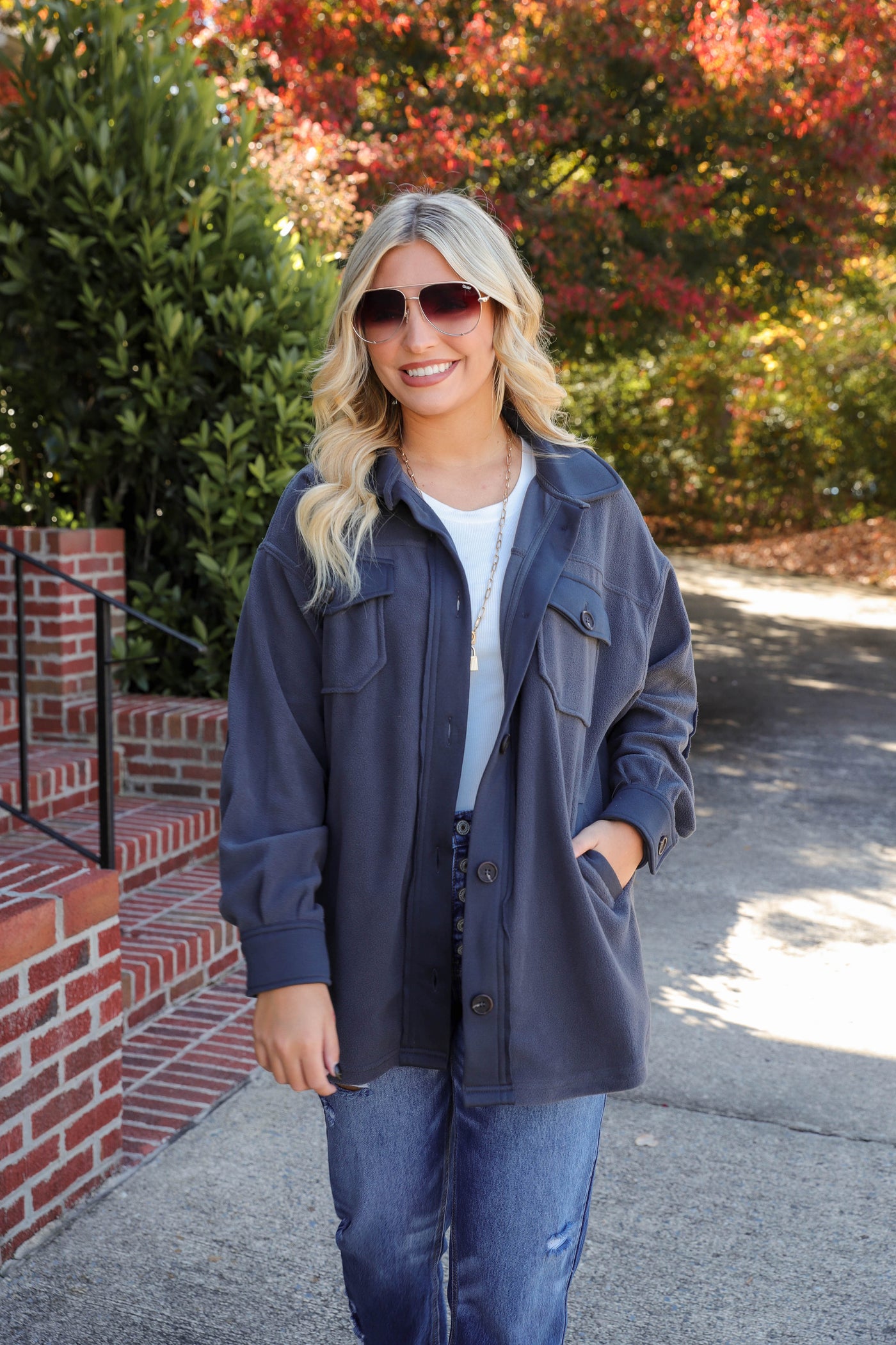Fleece Charcoal Grey Shacket- Soft Oversized Shacket- Women's Winter Shacket