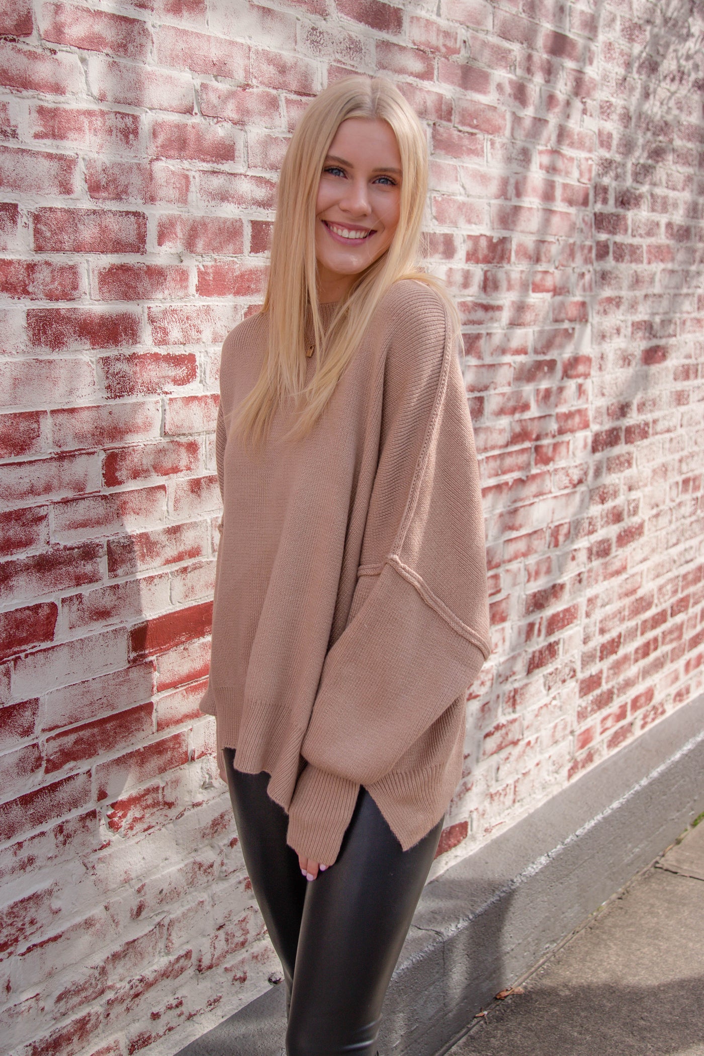 Women's Oversized Sweater- Taupe Sweater- Sweater For Leggings- Free People Sweater Dupe