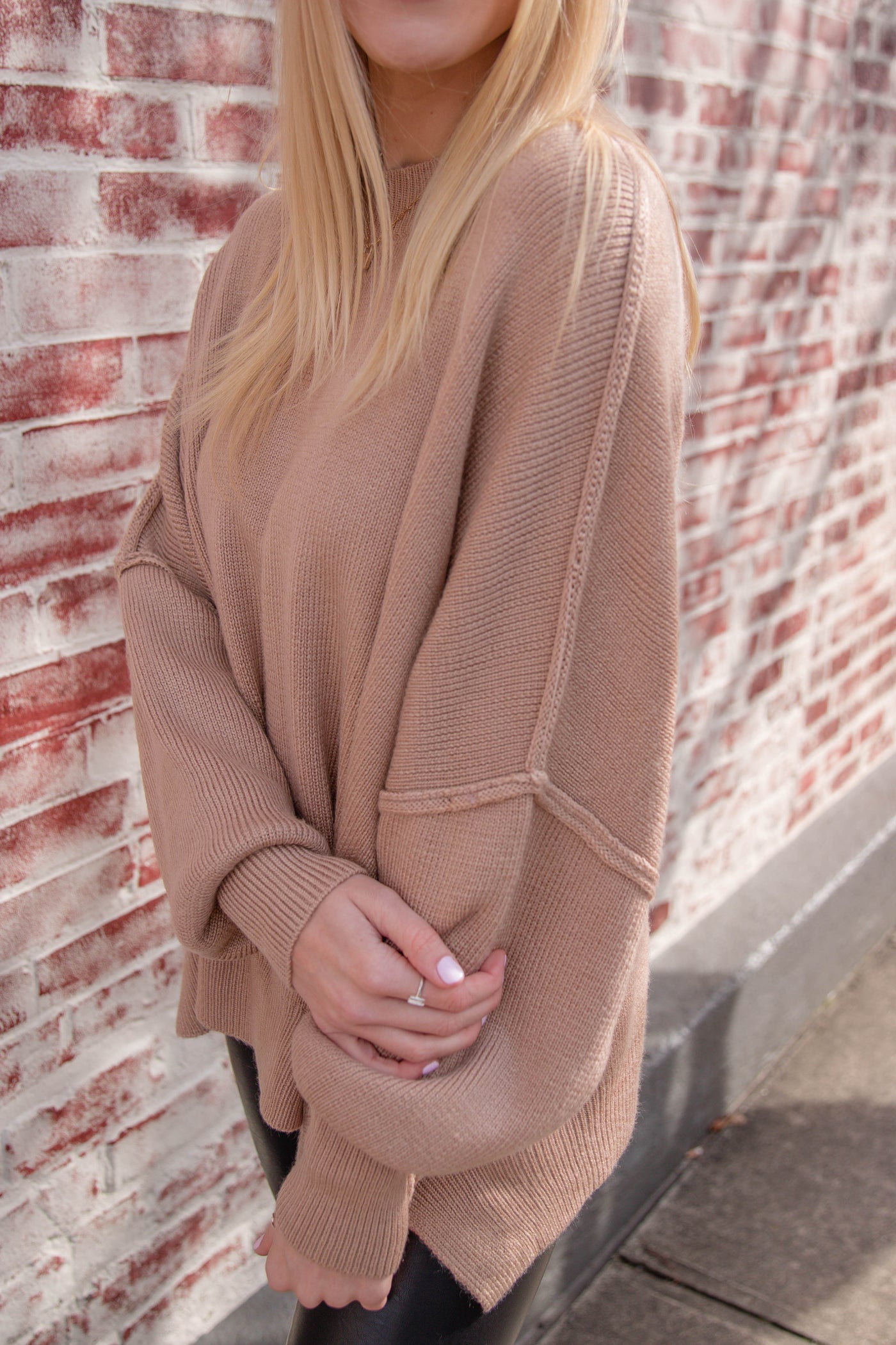 Women's Oversized Sweater- Taupe Sweater- Sweater For Leggings- Free People Sweater Dupe