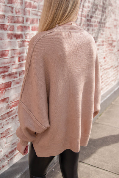 Women's Oversized Sweater- Taupe Sweater- Sweater For Leggings- Free People Sweater Dupe